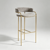 Upholstered Bar Stool with Gold Metal Frame - Velvet or Leather High Chair - StoolTopia