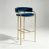 Upholstered Bar Stool with Gold Metal Frame - Velvet or Leather High Chair - StoolTopia