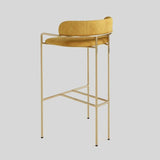 Upholstered Bar Stool with Gold Metal Frame - Velvet or Leather High Chair - StoolTopia