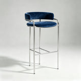 Upholstered Bar Stool with Gold Metal Frame - Velvet or Leather High Chair - StoolTopia