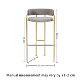 Upholstered Bar Stool with Gold Metal Frame - Velvet or Leather High Chair - StoolTopia