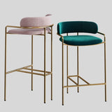 Upholstered Bar Stool with Gold Metal Frame - Velvet or Leather High Chair - StoolTopia