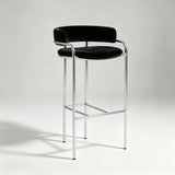 Upholstered Bar Stool with Gold Metal Frame - Velvet or Leather High Chair - StoolTopia