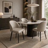 Upholstered Dining Chair with Sleek Black Legs - StoolTopia