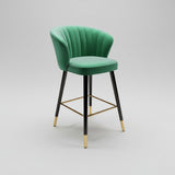 Velvet Bar Stool with Gold Metal Base - Modern High Chair with Backrest - StoolTopia