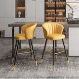 Velvet Bar Stool with Gold Metal Base - Modern High Chair with Backrest - StoolTopia