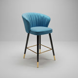 Velvet Bar Stool with Gold Metal Base - Modern High Chair with Backrest - StoolTopia