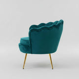 Velvet Scallop Shell Accent Chair - Gold Metal Legs for Living Room & Bedroom - StoolTopia