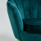 Velvet Scallop Shell Accent Chair - Gold Metal Legs for Living Room & Bedroom - StoolTopia