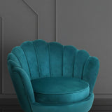 Velvet Scallop Shell Accent Chair - Gold Metal Legs for Living Room & Bedroom - StoolTopia
