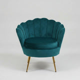 Velvet Scallop Shell Accent Chair - Gold Metal Legs for Living Room & Bedroom - StoolTopia
