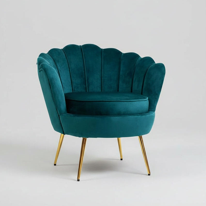 Velvet Scallop Shell Accent Chair - Gold Metal Legs | StoolTopia