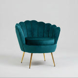 Velvet Scallop Shell Accent Chair - Gold Metal Legs for Living Room & Bedroom - StoolTopia
