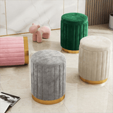 Velvet Storage Ottoman Stool with Gold Metal Base - Luxury Footrest & Organizer - StoolTopia