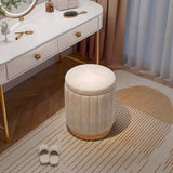 Velvet Storage Ottoman Stool with Gold Metal Base - Luxury Footrest & Organizer - StoolTopia