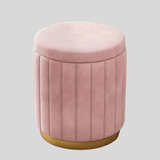 Velvet Storage Ottoman Stool with Gold Metal Base - Luxury Footrest & Organizer - StoolTopia
