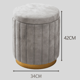Velvet Storage Ottoman Stool with Gold Metal Base - Luxury Footrest & Organizer - StoolTopia