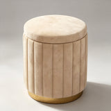 Velvet Storage Ottoman Stool with Gold Metal Base - Luxury Footrest & Organizer - StoolTopia