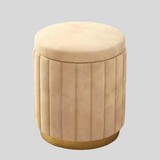 Velvet Storage Ottoman Stool with Gold Metal Base - Luxury Footrest & Organizer - StoolTopia