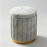 Velvet Storage Ottoman Stool with Gold Metal Base - Luxury Footrest & Organizer - StoolTopia