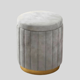 Velvet Storage Ottoman Stool with Gold Metal Base - Luxury Footrest & Organizer - StoolTopia