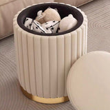 Velvet Storage Ottoman Stool with Gold Metal Base - Luxury Footrest & Organizer - StoolTopia