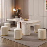Velvet Storage Ottoman Stool with Gold Metal Base - Luxury Footrest & Organizer - StoolTopia