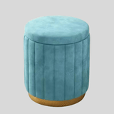 Velvet Storage Ottoman Stool with Gold Metal Base - Luxury Footrest & Organizer - StoolTopia