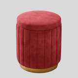 Velvet Storage Ottoman Stool with Gold Metal Base - Luxury Footrest & Organizer - StoolTopia