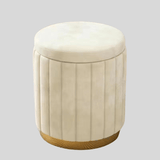 Velvet Storage Ottoman Stool with Gold Metal Base - Luxury Footrest & Organizer - StoolTopia