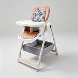 Versatile High Chair with Animal Print Cushion and Multiple Safety Features - StoolTopia