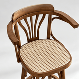 Vintage Bentwood Bar Stool - Elegant and Sturdy with Rattan Seat - StoolTopia