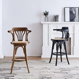 Vintage Bentwood Bar Stool - Elegant and Sturdy with Rattan Seat - StoolTopia