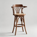 Vintage Bentwood Bar Stool - Elegant and Sturdy with Rattan Seat - StoolTopia