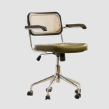 Vintage Chic: Leather and Chrome Office Chair with Adjustable Height and Comfortable Armrests - StoolTopia
