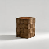 Vintage Cube Carved Wood Storage Side Table - StoolTopia