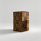 Vintage Cube Carved Wood Storage Side Table - StoolTopia