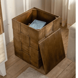 Vintage Cube Carved Wood Storage Side Table - StoolTopia