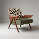 Vintage Designer Single Sofa Chair with Ash Wood Frame - StoolTopia