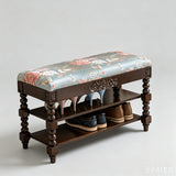 Vintage Floral Upholstered Shoe Storage Bench - StoolTopia