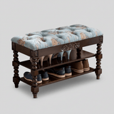 Vintage Floral Upholstered Shoe Storage Bench - StoolTopia