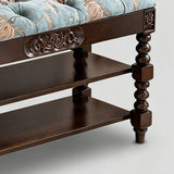 Vintage Floral Upholstered Shoe Storage Bench - StoolTopia