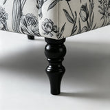 Vintage Floral Wingback Armchair – Classic Upholstered Lounge Chair with PU Leather Trim - StoolTopia