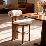 Vintage French Style High Bar Chair, Ash Wood Kitchen Island Stool - StoolTopia