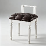 Vintage Hand-Carved Solid Wood Vanity Chair - European Style Accent Stool - StoolTopia