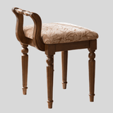 Vintage Hand - Carved Solid Wood Vanity Chair - European Style Accent Stool - StoolTopia