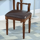 Vintage Hand - Carved Solid Wood Vanity Chair - European Style Accent Stool - StoolTopia