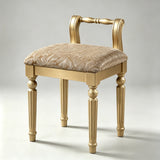 Vintage Hand-Carved Solid Wood Vanity Chair - European Style Accent Stool - StoolTopia