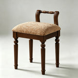 Vintage Hand-Carved Solid Wood Vanity Chair - European Style Accent Stool - StoolTopia
