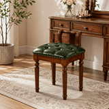 Vintage Hand-Carved Solid Wood Vanity Chair - European Style Accent Stool - StoolTopia
